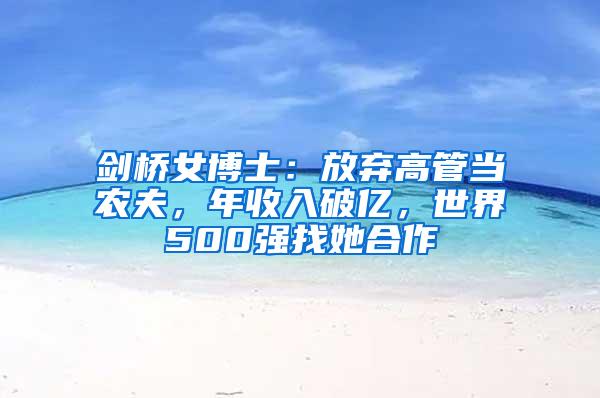 剑桥女博士：放弃高管当农夫，年收入破亿，世界500强找她合作