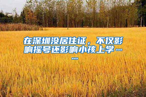 在深圳没居住证，不仅影响摇号还影响小孩上学……