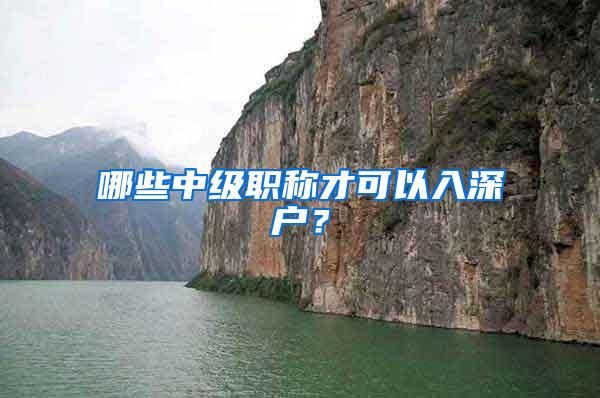 哪些中级职称才可以入深户？