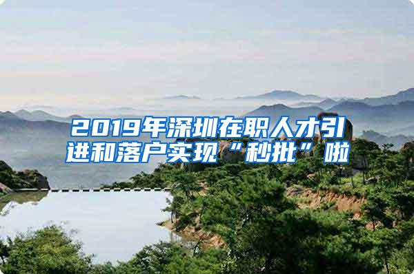 2019年深圳在职人才引进和落户实现“秒批”啦