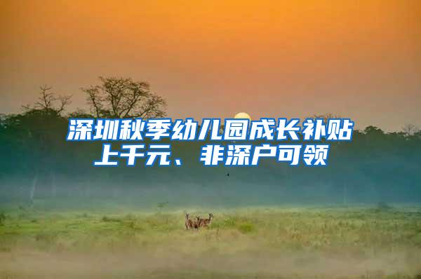 深圳秋季幼儿园成长补贴上千元、非深户可领