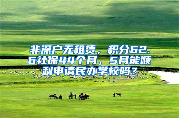 非深户无租赁，积分62.6社保44个月，5月能顺利申请民办学校吗？