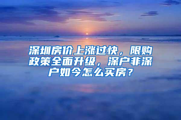 深圳房价上涨过快，限购政策全面升级，深户非深户如今怎么买房？