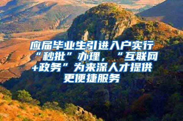 应届毕业生引进入户实行“秒批”办理，“互联网+政务”为来深人才提供更便捷服务