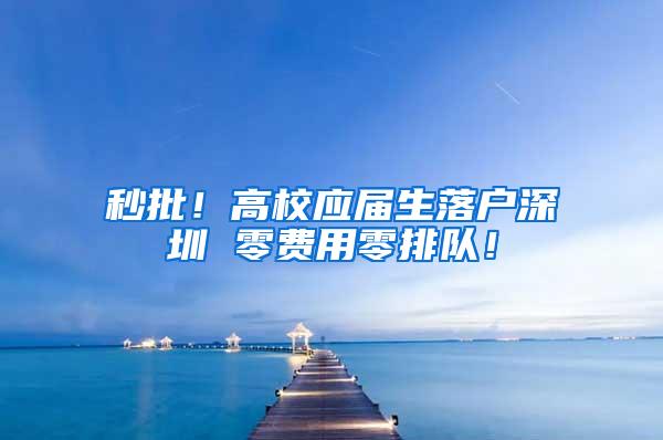 秒批！高校应届生落户深圳 零费用零排队！