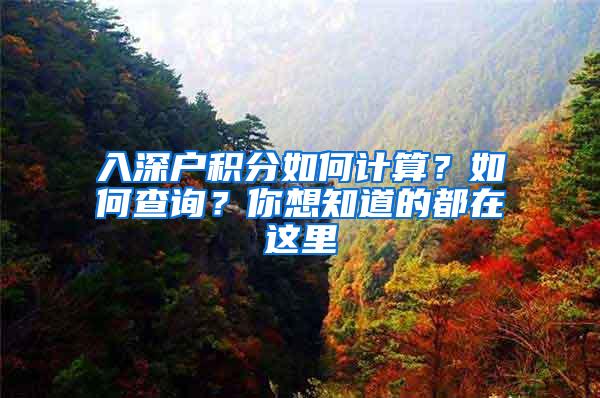 入深户积分如何计算？如何查询？你想知道的都在这里
