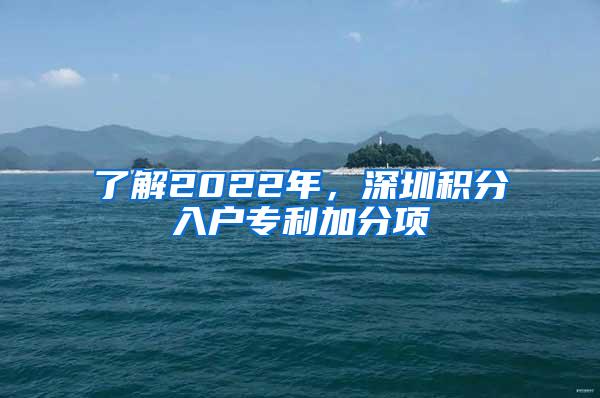 了解2022年，深圳积分入户专利加分项