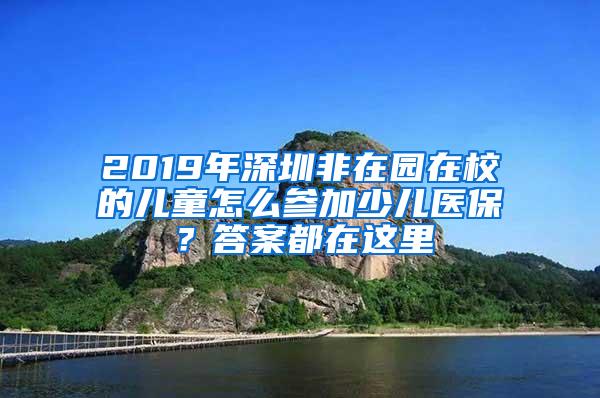 2019年深圳非在园在校的儿童怎么参加少儿医保？答案都在这里
