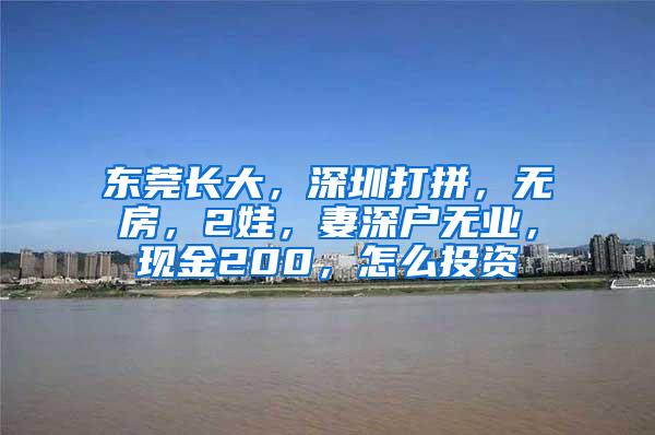 东莞长大，深圳打拼，无房，2娃，妻深户无业，现金200，怎么投资
