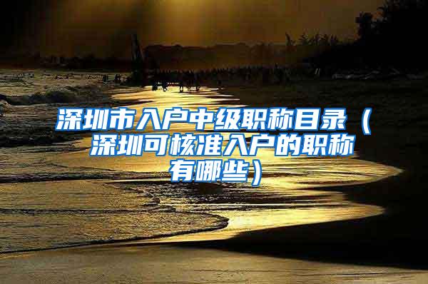 深圳市入户中级职称目录（ 深圳可核准入户的职称有哪些）