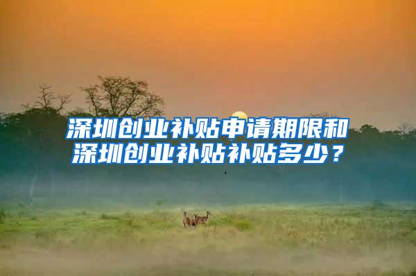 深圳创业补贴申请期限和深圳创业补贴补贴多少？