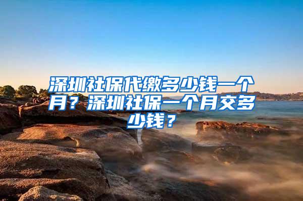 深圳社保代缴多少钱一个月？深圳社保一个月交多少钱？