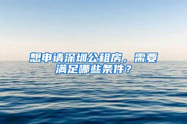 想申请深圳公租房，需要满足哪些条件？