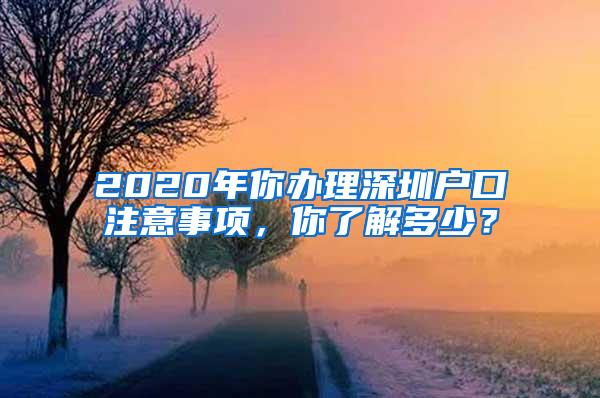 2020年你办理深圳户口注意事项，你了解多少？