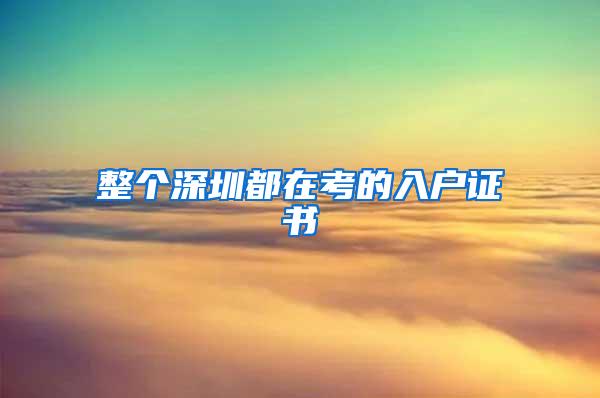整个深圳都在考的入户证书