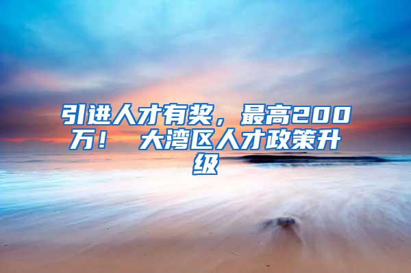 引进人才有奖，最高200万！ 大湾区人才政策升级