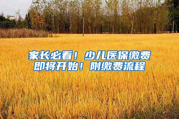 家长必看！少儿医保缴费即将开始！附缴费流程