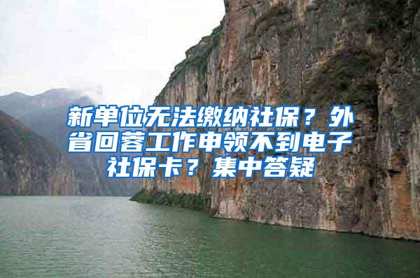 新单位无法缴纳社保？外省回蓉工作申领不到电子社保卡？集中答疑