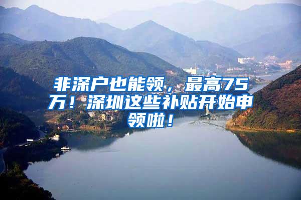 非深户也能领，最高75万！深圳这些补贴开始申领啦！