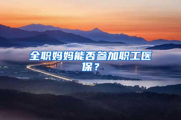全职妈妈能否参加职工医保？
