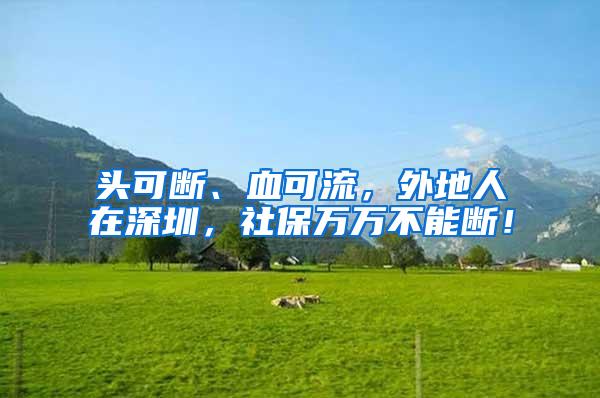 头可断、血可流，外地人在深圳，社保万万不能断！