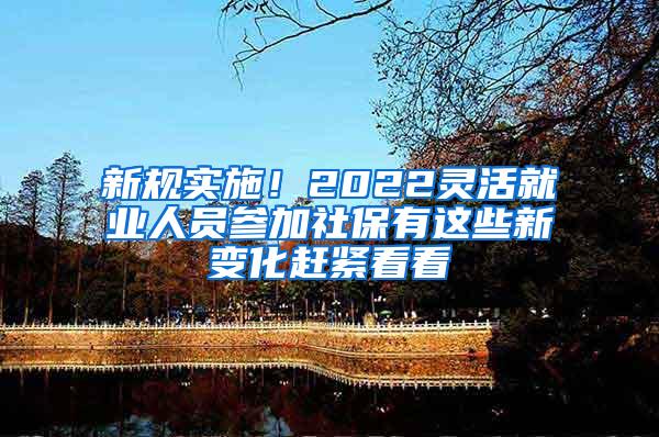 新规实施！2022灵活就业人员参加社保有这些新变化赶紧看看