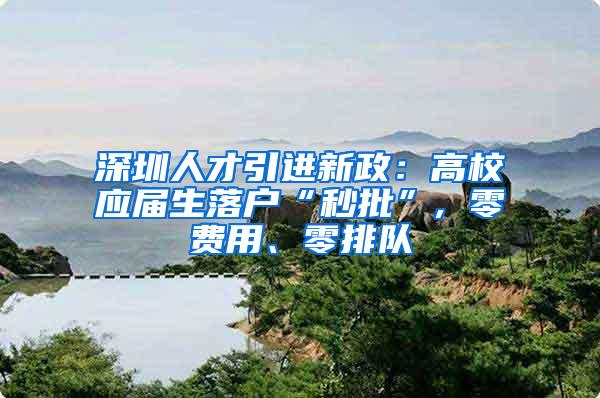 深圳人才引进新政：高校应届生落户“秒批”, 零费用、零排队