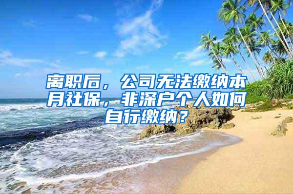 离职后，公司无法缴纳本月社保，非深户个人如何自行缴纳？