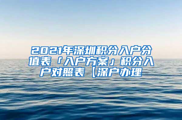 2021年深圳积分入户分值表「入户方案」积分入户对照表【深户办理