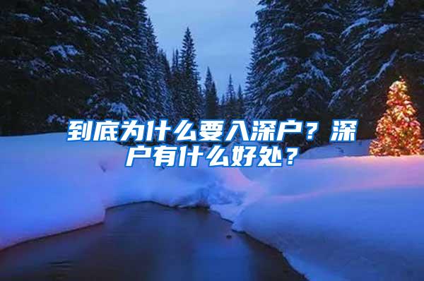 到底为什么要入深户？深户有什么好处？