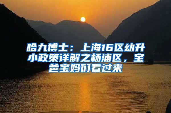 哈九博士：上海16区幼升小政策详解之杨浦区，宝爸宝妈们看过来
