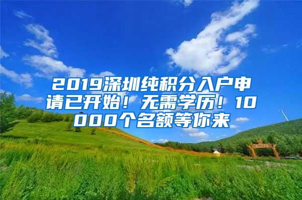 2019深圳纯积分入户申请已开始！无需学历！10000个名额等你来