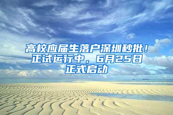 高校应届生落户深圳秒批！正试运行中，6月25日正式启动