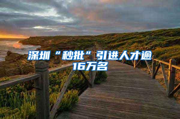 深圳“秒批”引进人才逾16万名