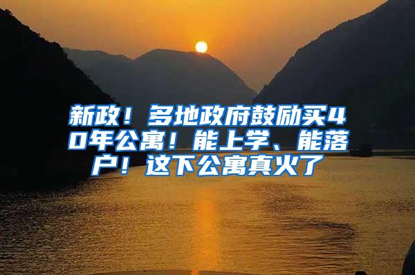 新政！多地政府鼓励买40年公寓！能上学、能落户！这下公寓真火了