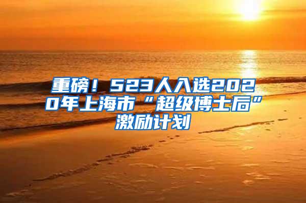 重磅！523人入选2020年上海市“超级博士后”激励计划
