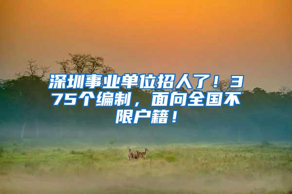 深圳事业单位招人了！375个编制，面向全国不限户籍！
