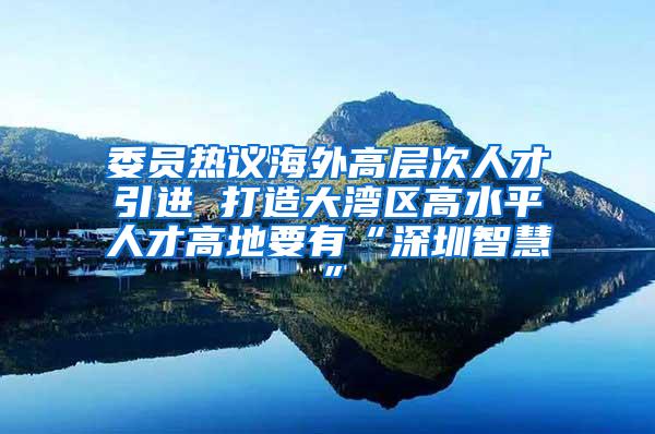 委员热议海外高层次人才引进 打造大湾区高水平人才高地要有“深圳智慧”