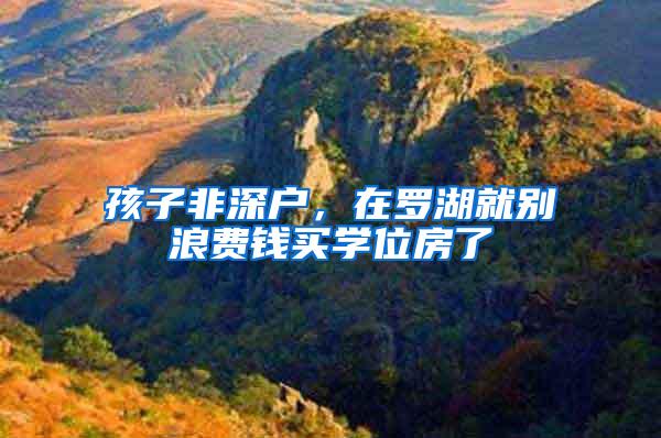 孩子非深户，在罗湖就别浪费钱买学位房了