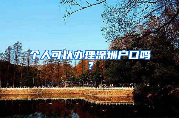 个人可以办理深圳户口吗？