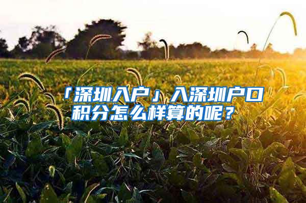 「深圳入户」入深圳户口积分怎么样算的呢？