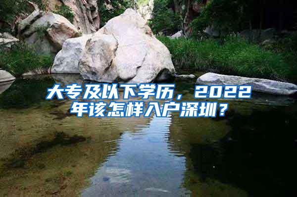 大专及以下学历，2022年该怎样入户深圳？