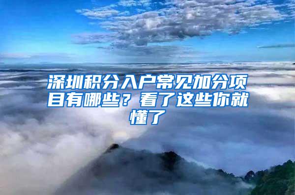 深圳积分入户常见加分项目有哪些？看了这些你就懂了