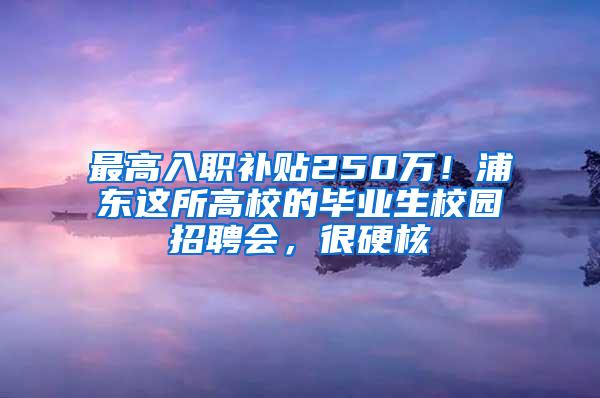 最高入职补贴250万！浦东这所高校的毕业生校园招聘会，很硬核