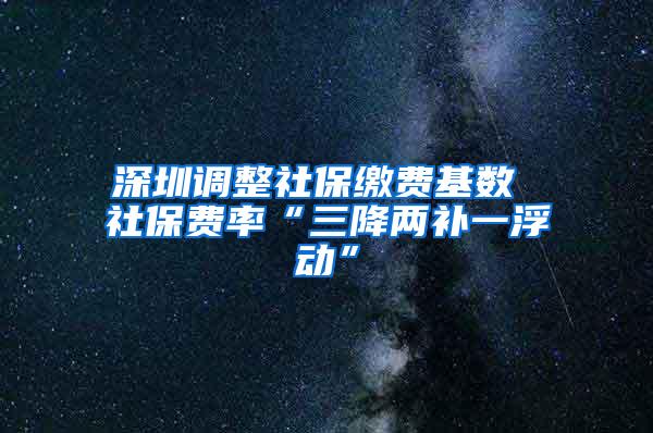 深圳调整社保缴费基数 社保费率“三降两补一浮动”