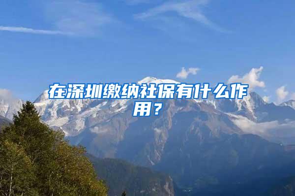 在深圳缴纳社保有什么作用？