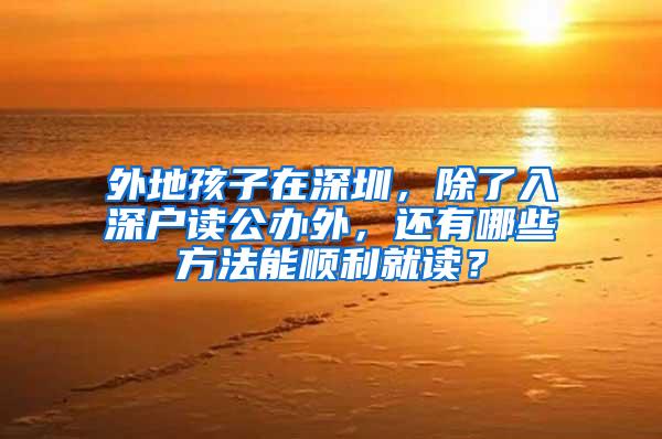 外地孩子在深圳，除了入深户读公办外，还有哪些方法能顺利就读？