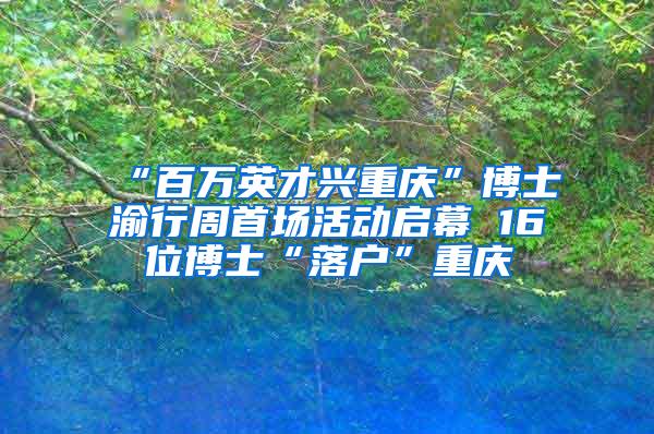 “百万英才兴重庆”博士渝行周首场活动启幕 16位博士“落户”重庆