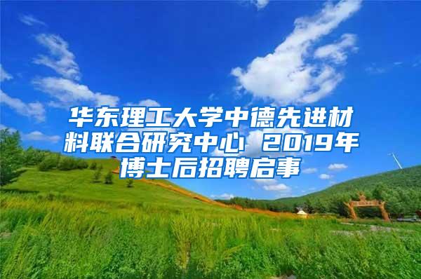华东理工大学中德先进材料联合研究中心 2019年博士后招聘启事