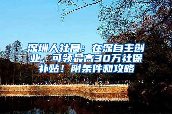 深圳人社局：在深自主创业，可领最高30万社保补贴！附条件和攻略